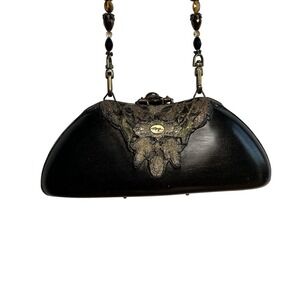 Maya Evangelista Resinโ Vintage Rhinestone Bead Clutch Handbag purse crossbody